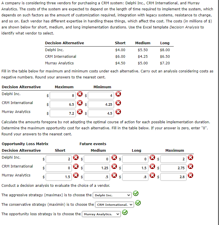 A company is considering three vendors for