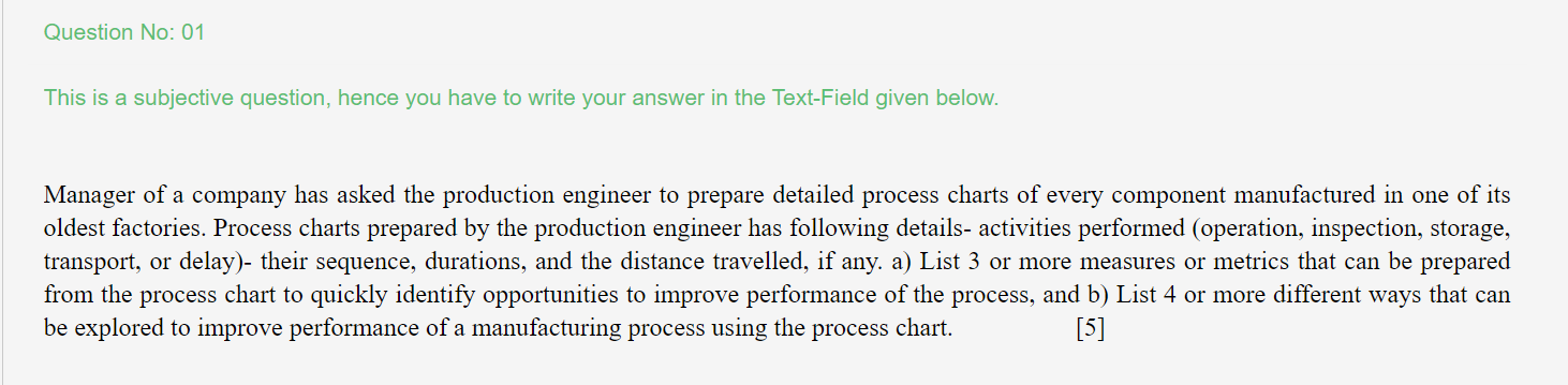 Question No: 01 This is a subjective question,