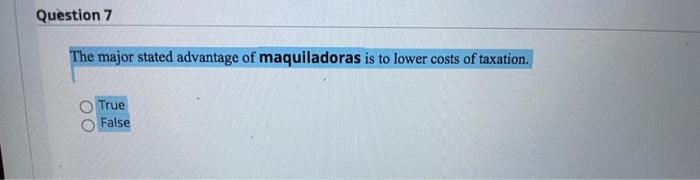 Question 7 The major stated advantage of