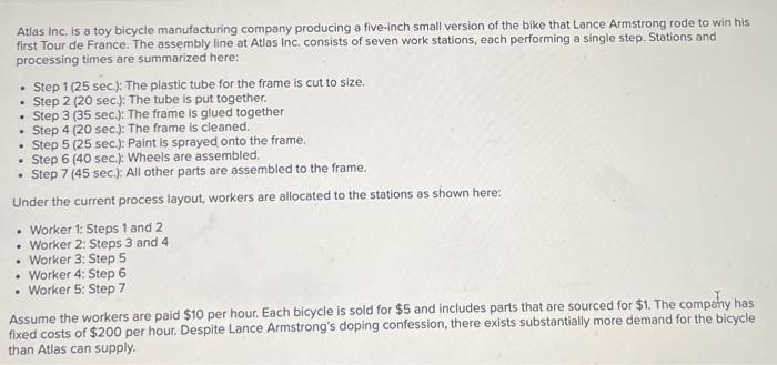 . Atlas Inc. is a toy bicycle manufacturing