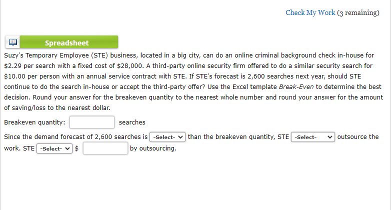 Check My Work (3 remaining) Spreadsheet Suzy's