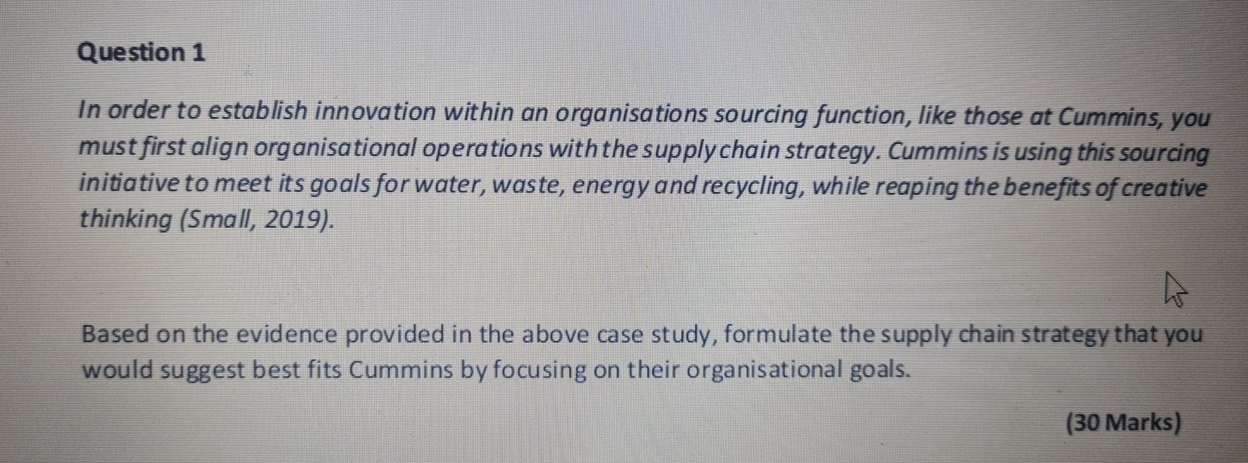 Question 1 In order to establish innovation