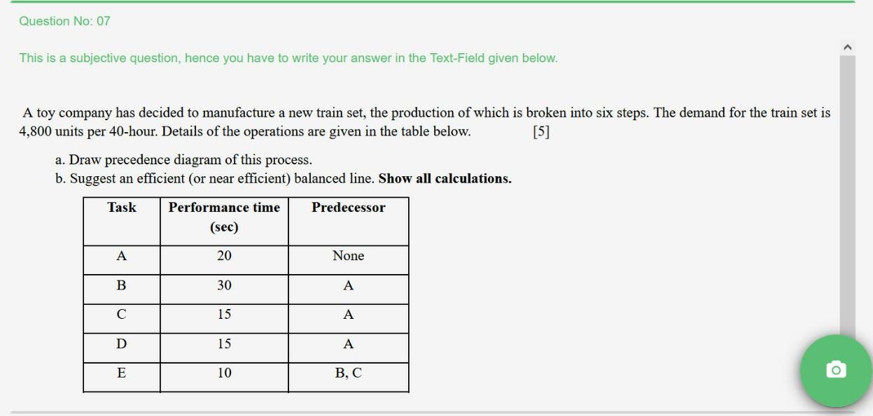 Question No: 07 This is a subjective question,