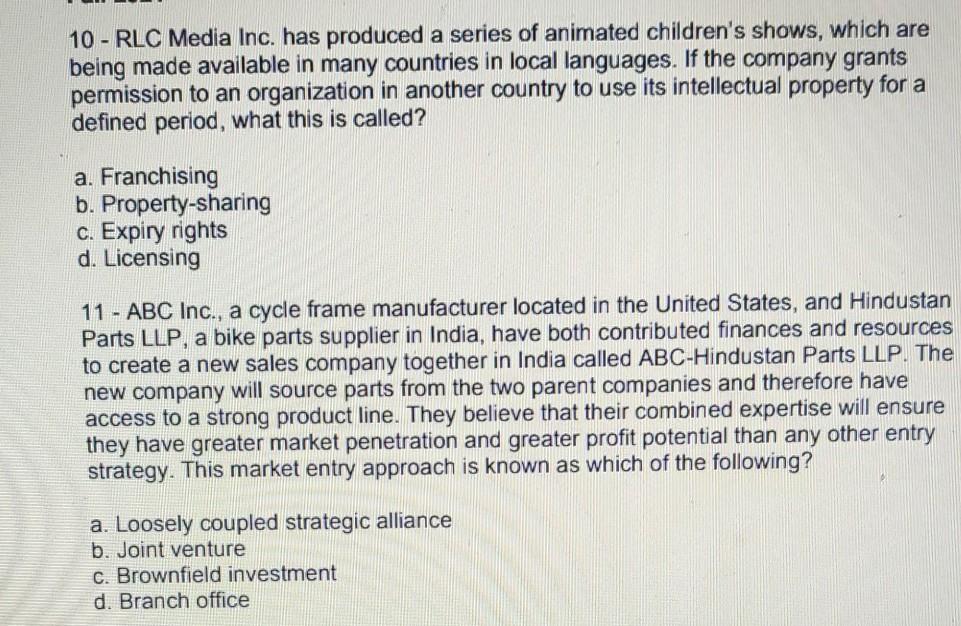 3 - Which form of indirect exporting involves a