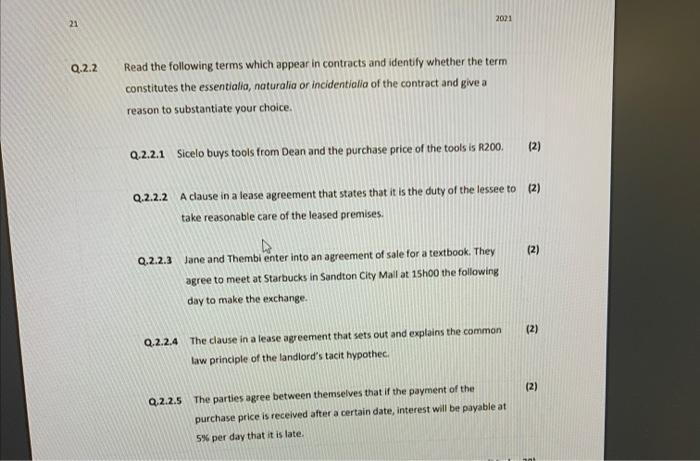 business law 2021 21 Q.2.2 Read the following