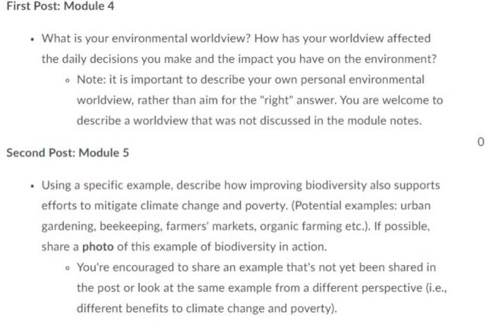 First Post: Module 4 What is your environmental
