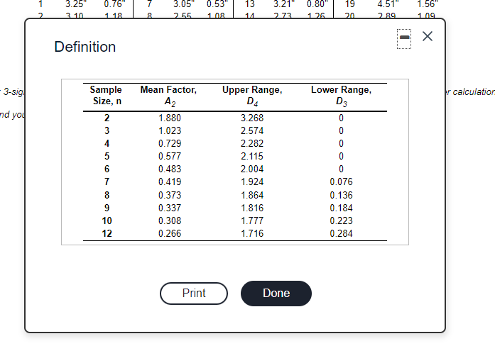 Refer to Table 56.1 - Factors for Computing