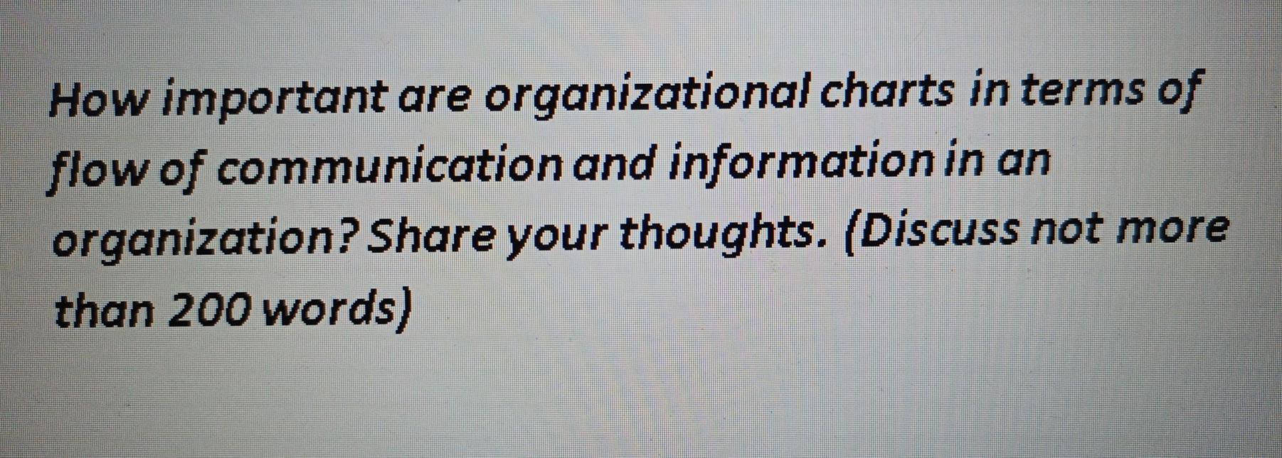 How important are organizational charts in terms