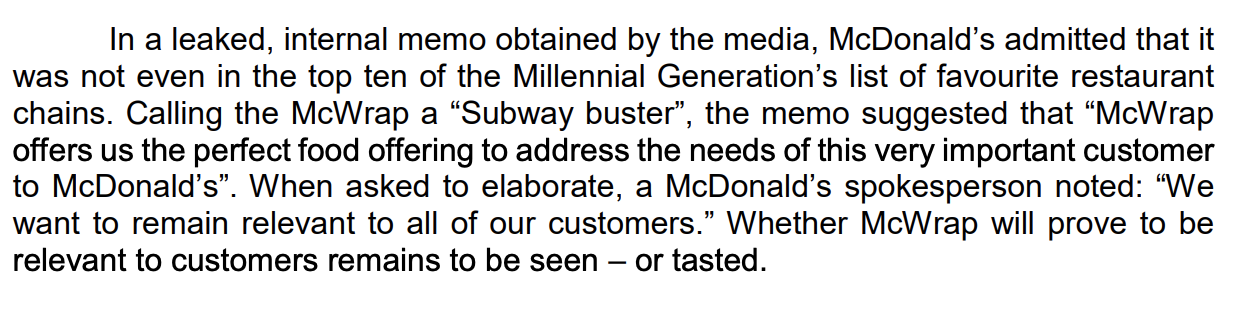 Case 2: Launching the McWrap Peng, M.W (2017)
