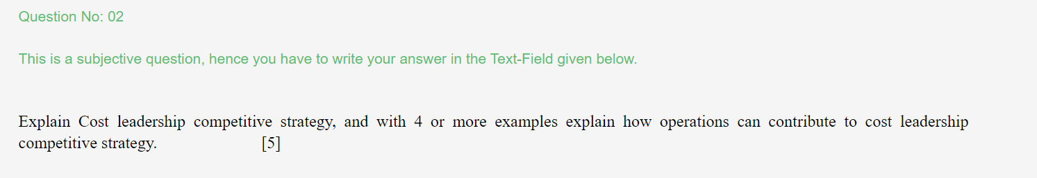 Question No: 02 This is a subjective question,