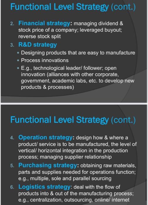 Functional Level Strategy 1. Marketing strategy
