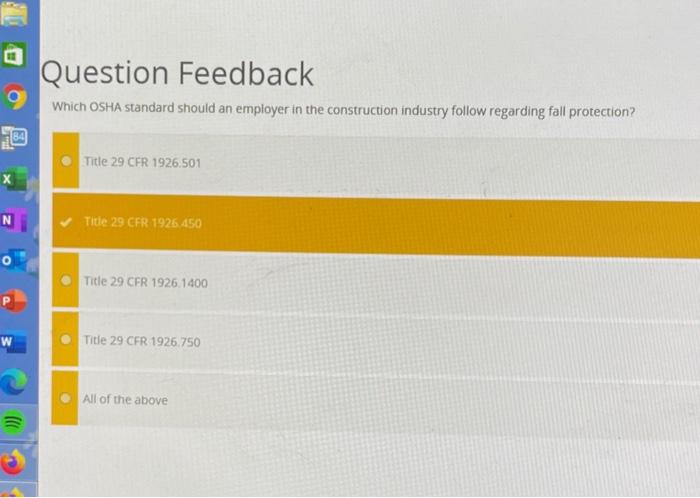 Question Feedback Which OSHA standard should an
