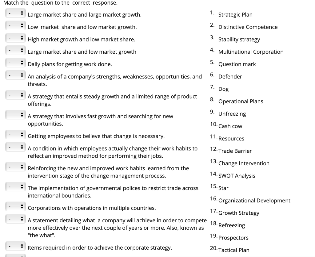Answers needed ASAP please thank you. Match the