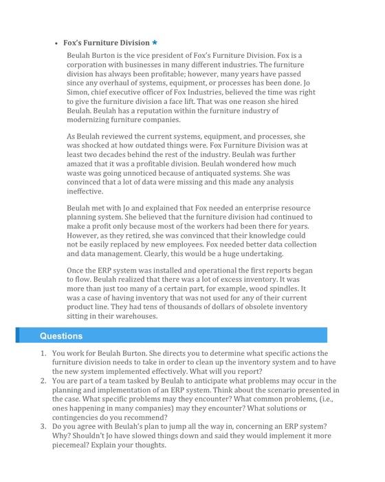 Fox's Furniture Division * Beulah Burton is the