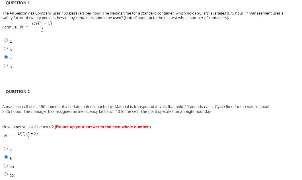 QUESTION 1 The All Seasonings Company uses 400