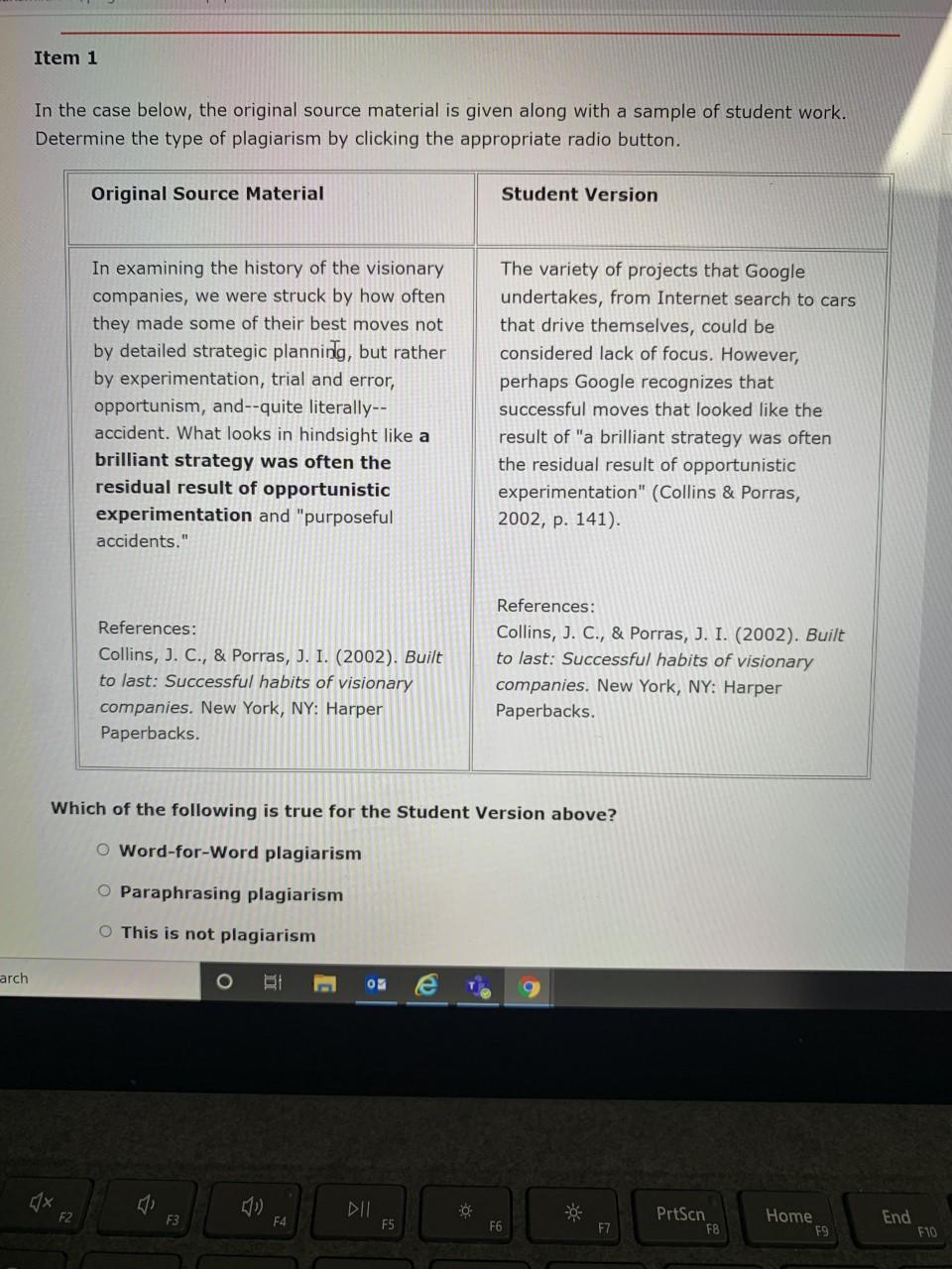 Item 1 In the case below, the original source