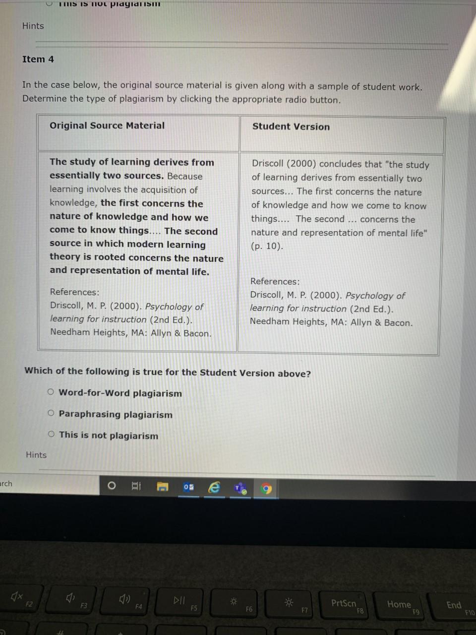 Item 1 In the case below, the original source