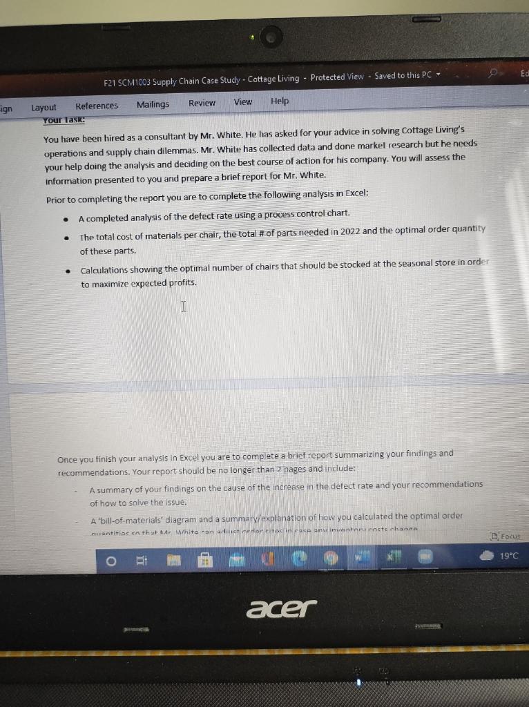 F21 SCMI003 Supply Chain Case Study Cottage