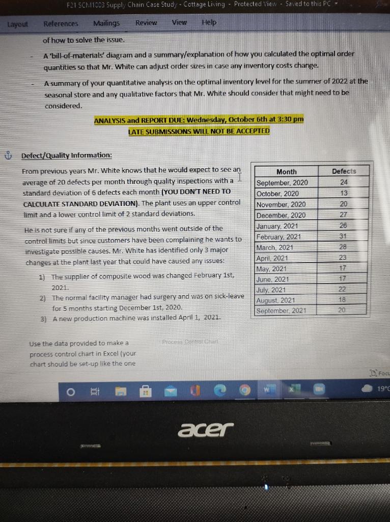 F21 SCMI003 Supply Chain Case Study Cottage