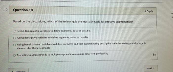 D Question 18 25 pts Based on the discussions,