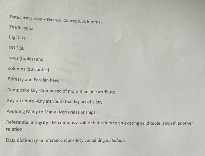 i need answer please Data abstraction - External,
