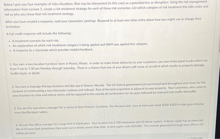 identify the risk treatments for each scenario
