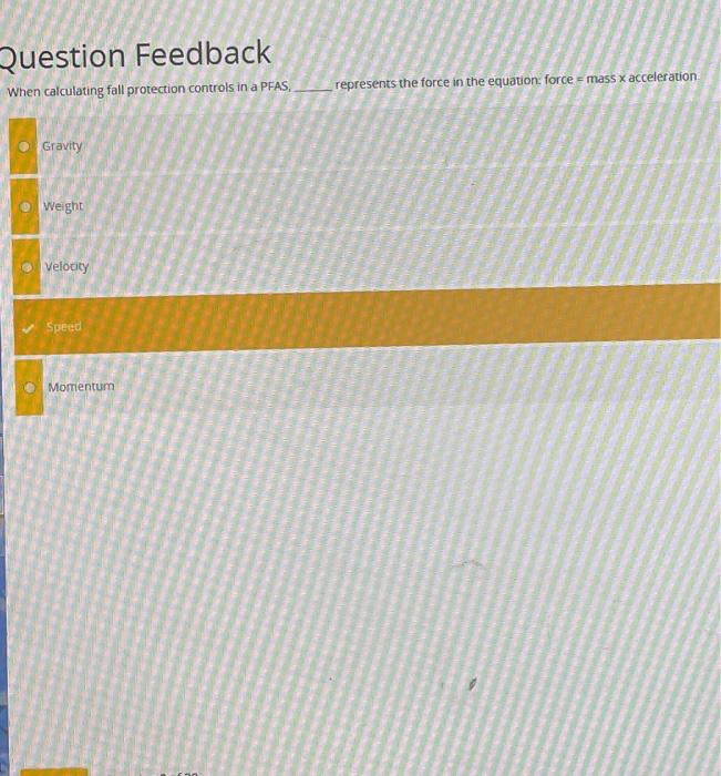Question Feedback When calculating fall