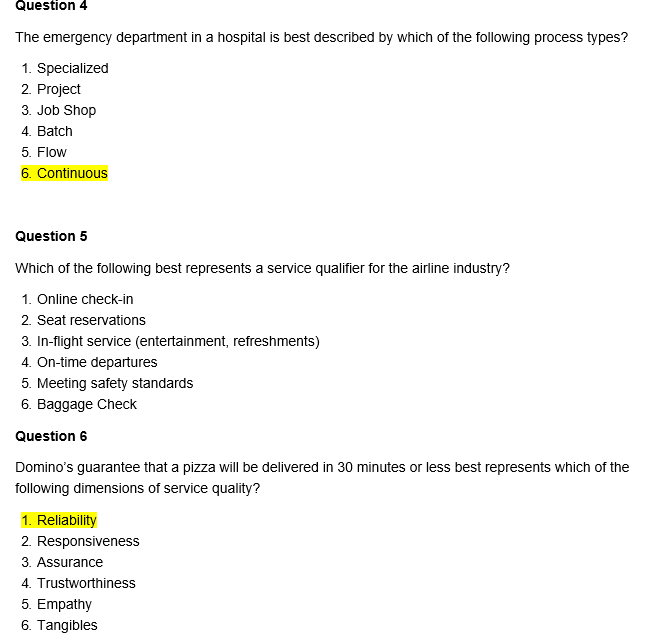 Question 4 The emergency department in a hospital