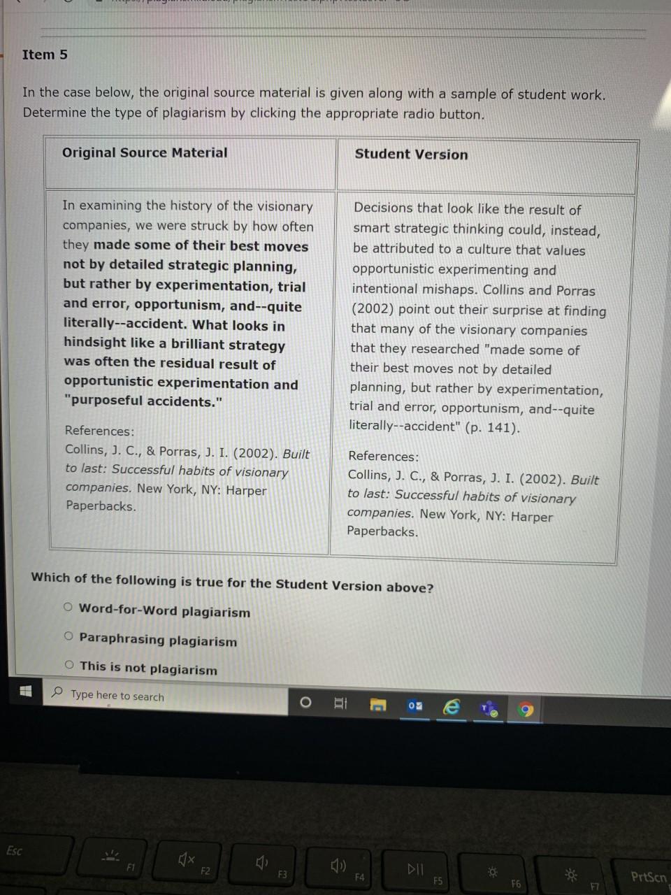 Item 5 In the case below, the original source