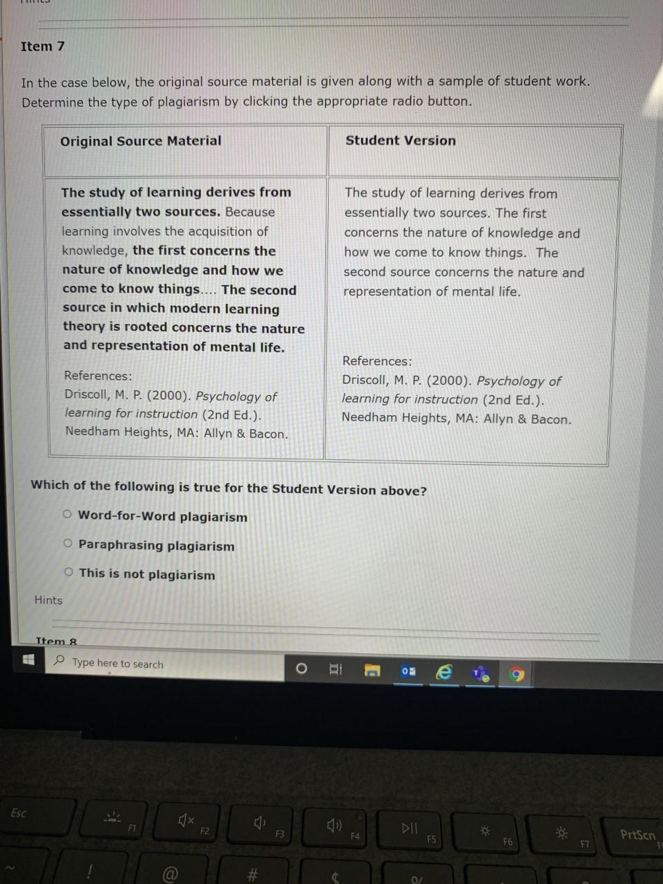 Item 5 In the case below, the original source