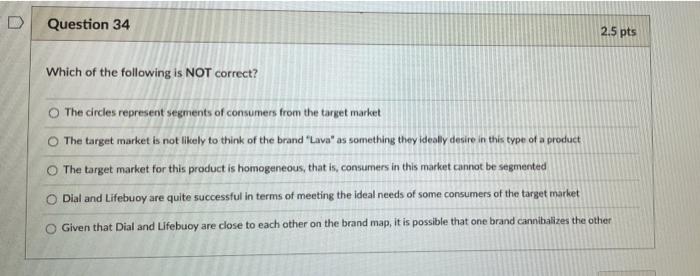 D Question 34 2.5 pts Which of the following is