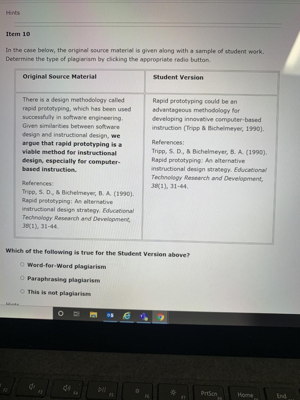 Hints Item 9 In the case below, the original