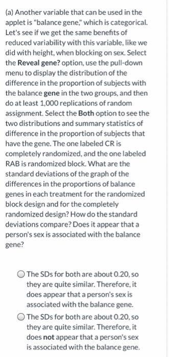 Blocking in the Randomizing Subjects applet In