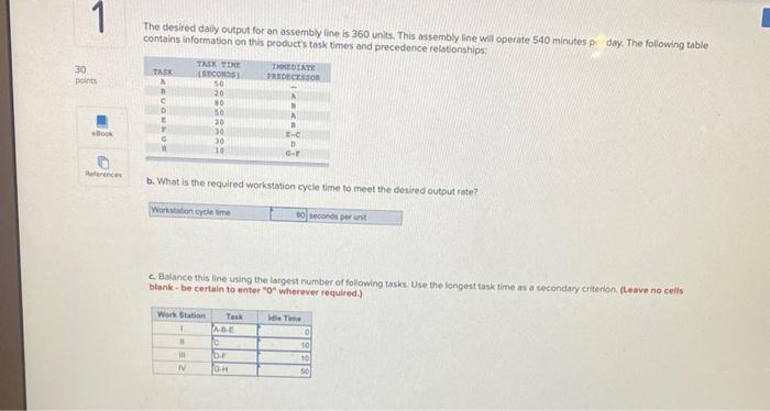 1 The desired daily output for an assembly line