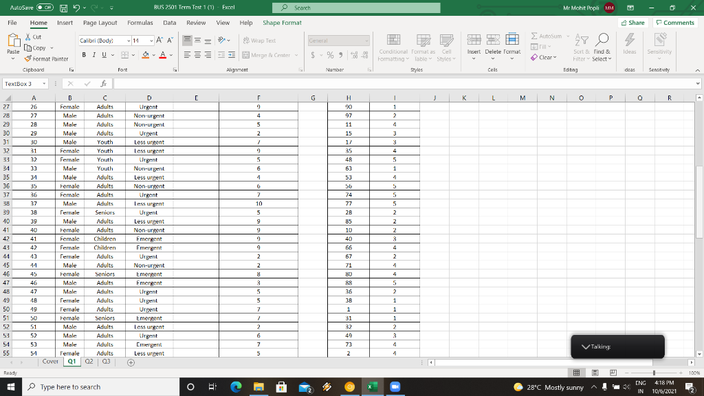Use the two tables to answer the followings: (YOU