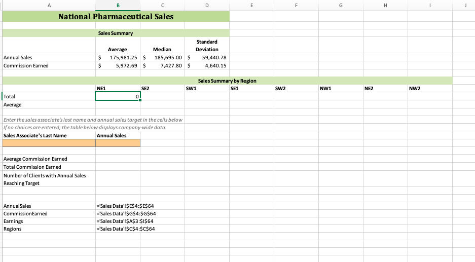. On the Sales Data worksheet, enter a formula in