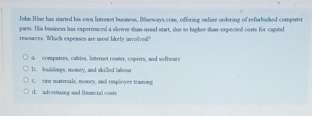 John Blue has started his own Internet business,