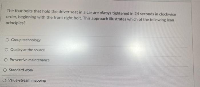 The four bolts that hold the driver seat in a car