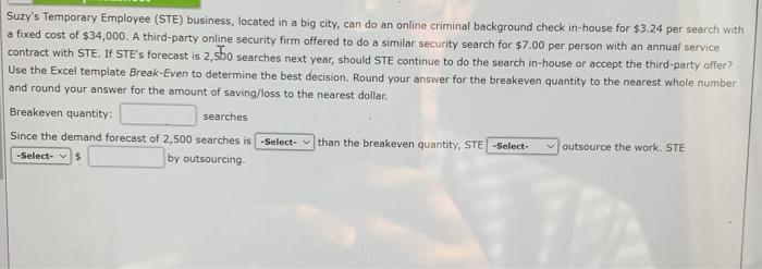 i will give like Suzy's Temporary Employee (STE)