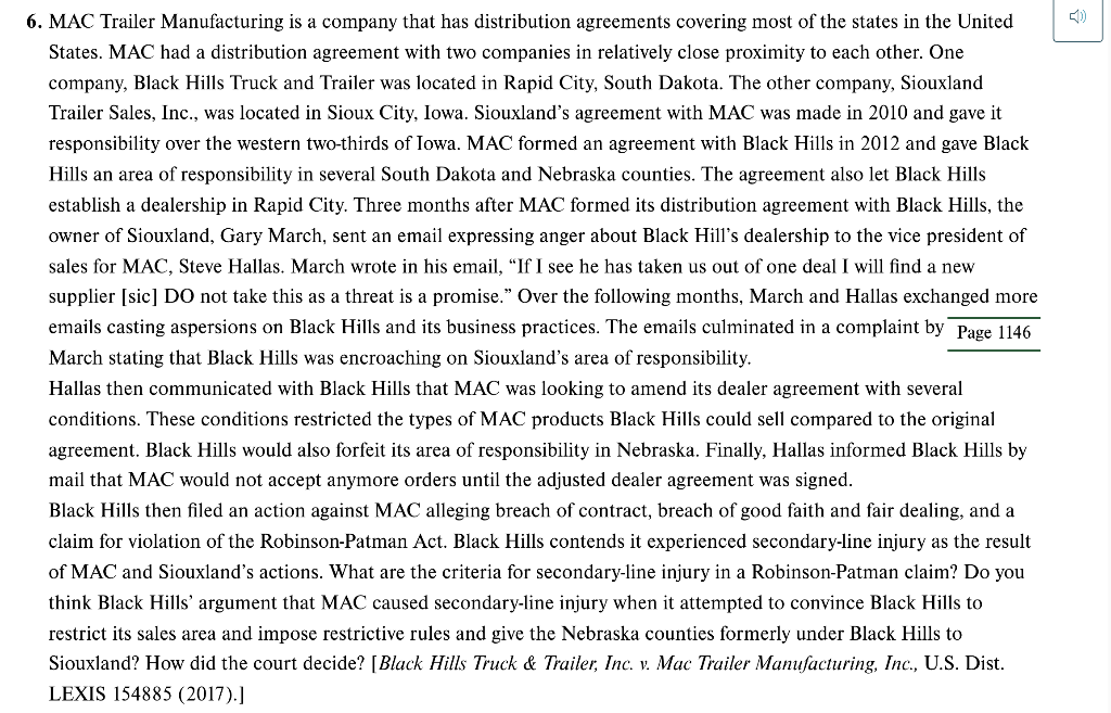 ) 6. MAC Trailer Manufacturing is a company that