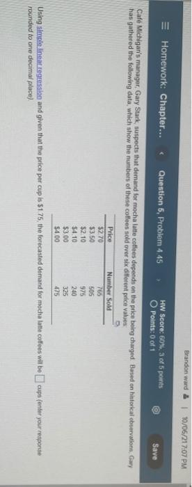Brandon ward 10/06/21 7:07 PM E Homework:
