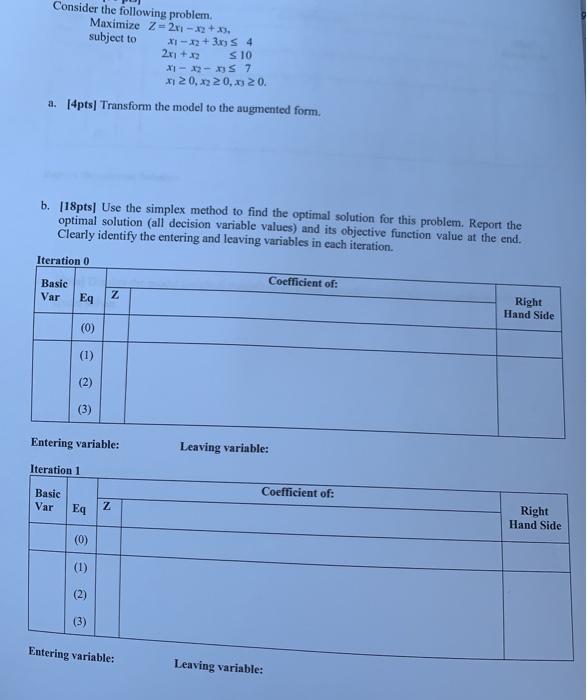 Consider the following problem. Maximize z