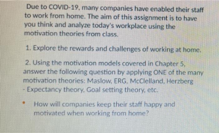 need an ideaa Due to COVID-19, many companies