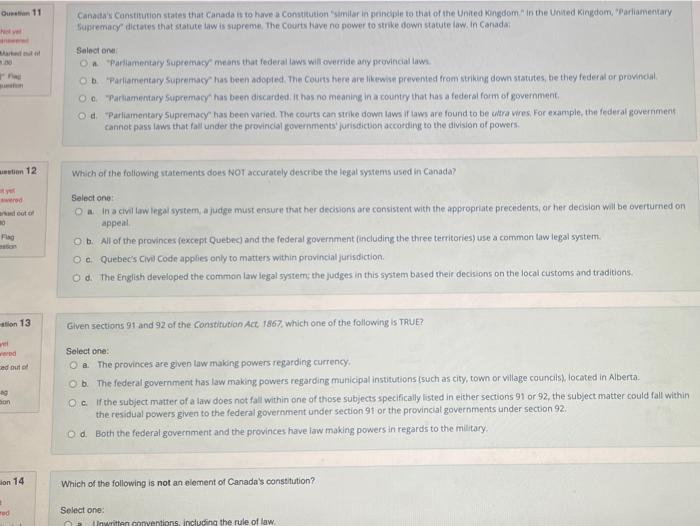 Canada Constitution states that Canada is to have