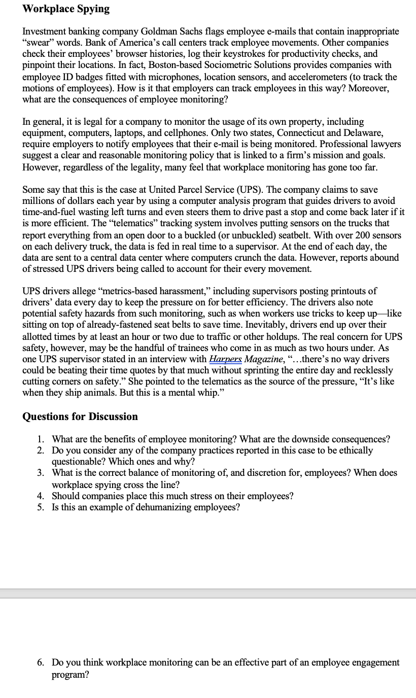 Workplace Spying Investment banking company