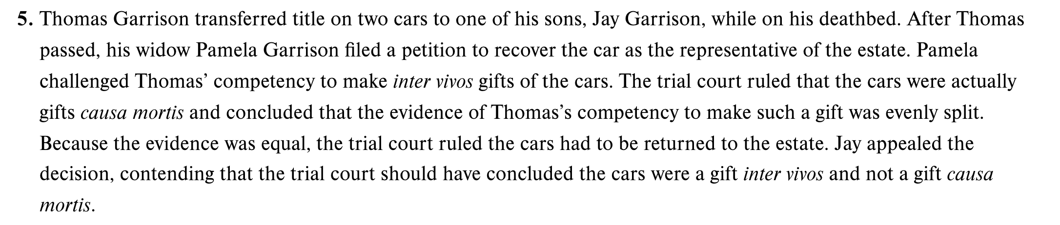 5. Thomas Garrison transferred title on two cars