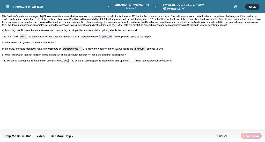 PLEASE ANSWER THE FINAL PART TO PART c. Homework: