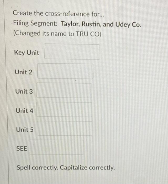 Filing Segment: Taylor, Rustin, and Udey Co.