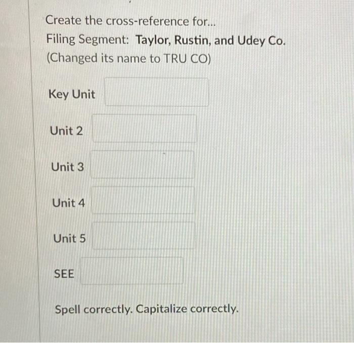 Filing Segment: Taylor, Rustin, and Udey Co.