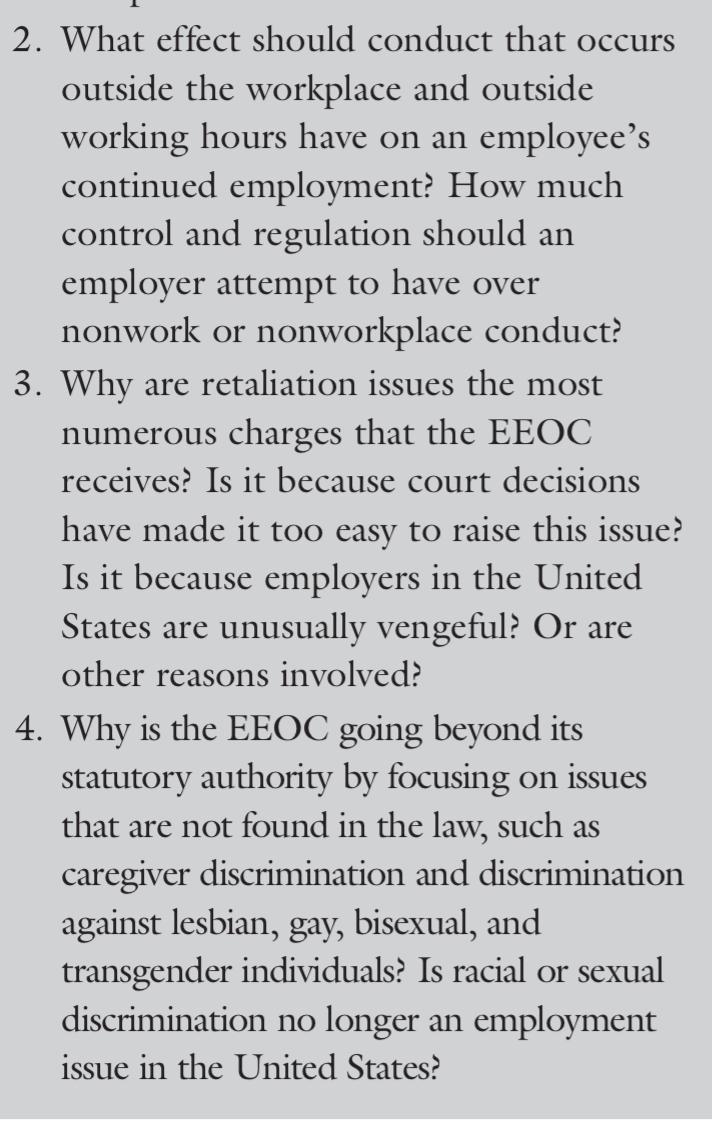 2. What effect should conduct that occurs outside